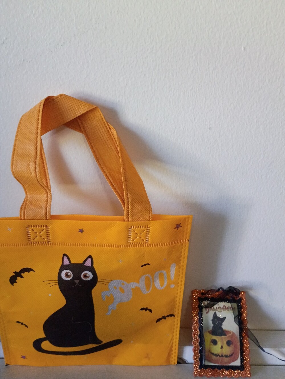 Halloween Cat Tote Bag - Orange - Set